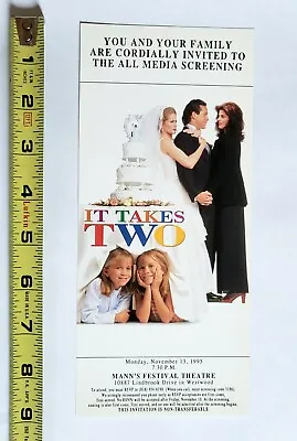 Version #3 - 1995 It Takes Two Movie Screening Ticket Olsen Twins Vintage Promo • £14.46