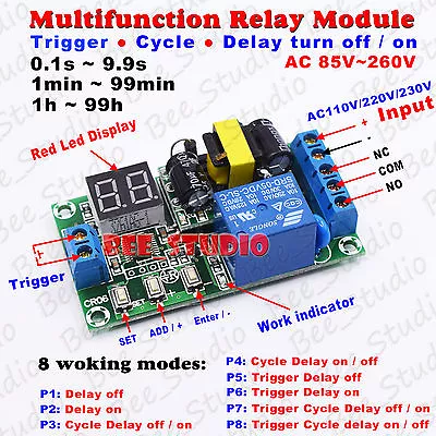 AC 110V 220V 230V LED Trigger Cycle Delay Turn ON/OFF Switch Timer Relay Module • $8.75