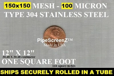 $10.88 • Buy 12X12 FINE 150 Mesh/100 Micron STAINLESS STEEL SIFTER FILTER Woven Wire Screen