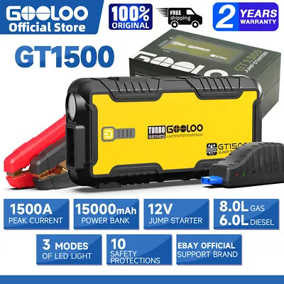 GOOLOO GT1500 1500A Car Jump Starter Car Battery Charger Power Bank Jumper Box  • $59.99
