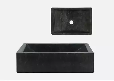 Marble Bathroom Sink Countertop MODERN Wash Basin Natural Stone High Gloss Black • £99.99