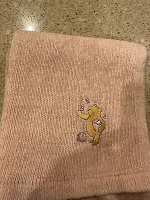 Disney Classic Winnie The Pooh Pink Chenille Baby Blanket Knit Soft • $20