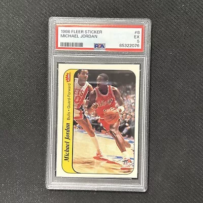 1986 Fleer Sticker #8 Michael Jordan PSA 5 • $574.95