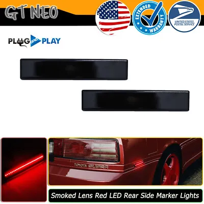 2x Smoked Red LED Rear Side Marker Parking Lights For 86-92 Toyota Supra MK3 A70 • $34.99