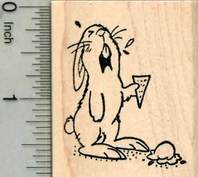 Bunny Crying Rubber Stamp Rabbit With Ice Cream Cone G30105 WM • $16