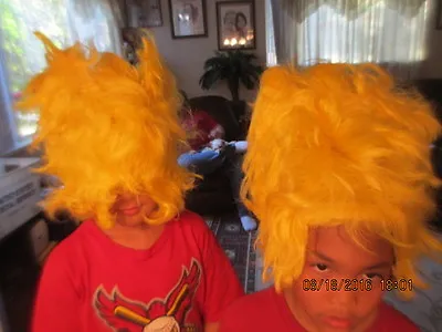 Cartoon Adult / Child Bart Simpson YELLOW HAIR WIG Halloween Costume LOT OF 2 • $11.55