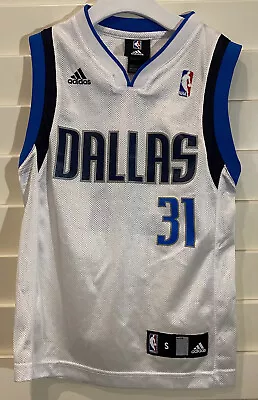 Boys Adidas Size S (8) Top Dallas Mavericks White Mesh Jersey Terry #31 NBA Kids • $34.95