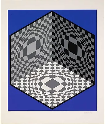 Victor Vasarely - Cubic Relationship Hand-signed Lithograph • $995