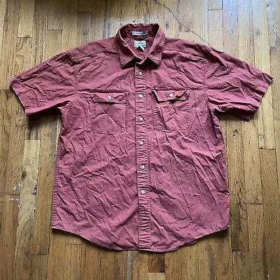 L.L. Bean Shirt Mens Large Red Sunwashed Canvas Traditional Fit Short Sleeve Top • $16.40