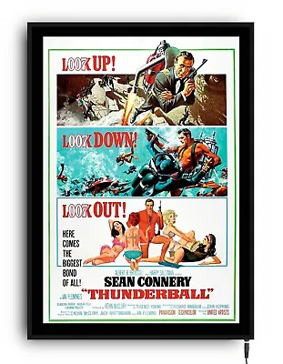 JAMES BOND THUNDERBALL Lightbox Movie Poster Light Up Led Sign Home Cinema Room • £79.99