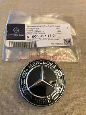 NEW FOR Mercedes Benz Hood Black Flat Laurel Wreath Badge Emblem A0008171701 • $23.91