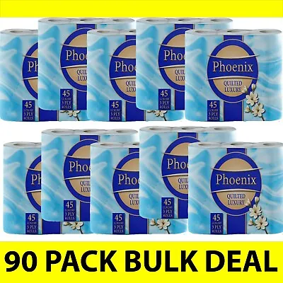 £29.99 • Buy 90 Luxury Quilted 3 Ply Toilet Rolls - Bulk Buy – White - 150 Sheets Per Roll