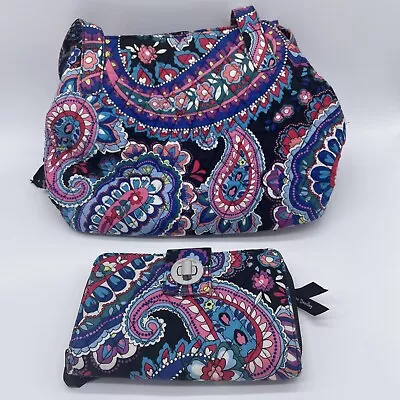 Vera Bradley Paisley Electronic Black Floral Purse And Wallet • $116