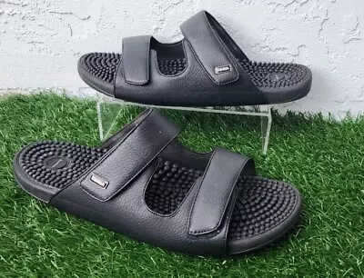 Kenkoh 'Serenity V' Black Massage Double Strap Sandals Slides Size Men's 14 • $39.95