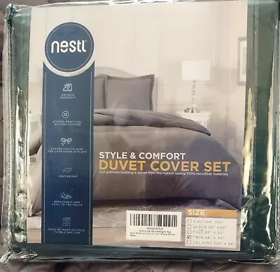 Nestl Twin Duvet Cover & Sham Set Green Soft Microfiber 68  X 90  New • $14.99