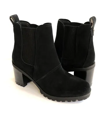 Ugg Hazel Black Leather Waterproof Heels Boots Us 10 / Eu 41 / Uk 8 • $99