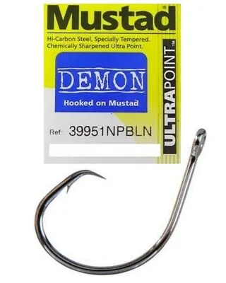 $9.99 • Buy 1 Packet Of Mustad Demon 39951NPBLN Chemically Sharpened Circle Hooks