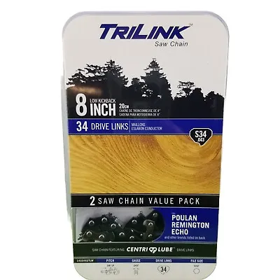 2-Pack TriLink Saw Chain 8 Inch S34 Pole Saw 14334X2TLW Echo Remington Poulan • $9.47
