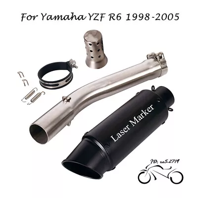 For Yamaha R6 YZF-R6 1998-05 Motor Exhaust Tips Mid Link Pipe Muffler Tail Black • $127.16