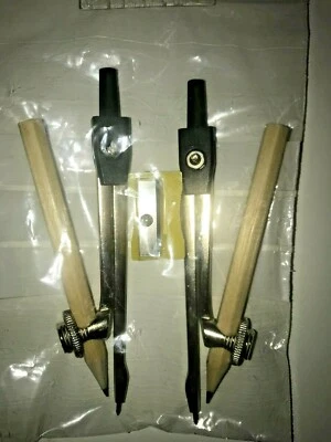 £3.59 • Buy 2 X Drawing Compass. HELIX Metal Compass With Free Pencils And Sharpeners