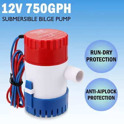 750GPH 12V Electric Bilge Pump For Boat Marine Submersible Sump Water Transfer • $20.37