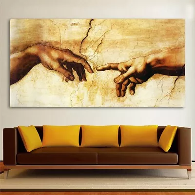 Michelangelo Creation Of Adam Oil Painting On Canvas (4 Sizes) NEW Unframed Art • $25