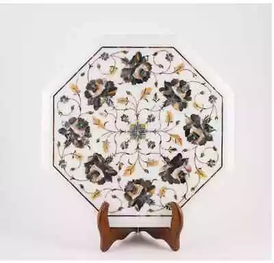 18  White Dining Coffee Marble Table Top Inlay Malachite Room Flower Decor O13 • $495