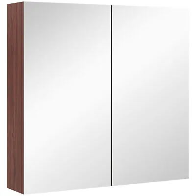 Kleankin 63Wx60H Cm Double Door Wall-Mount Bathroom Mirrored Cabinet Medicine • £49.99