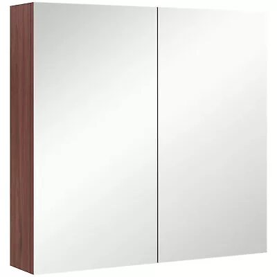 Kleankin 63Wx60H Cm Double Door Wall-Mount Bathroom Mirrored Cabinet Medicine • £39.99