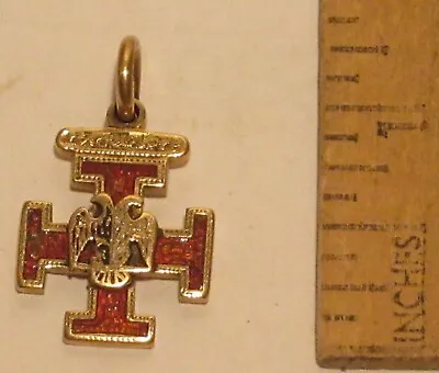 DOUBLE EAGLE - 32º CROSS PENDANT Or FOB - Dated 1871 - Masonic / Scottish Rite • $199.12