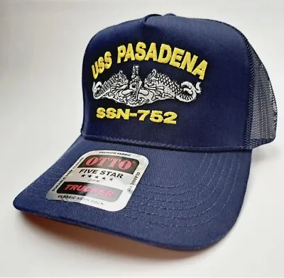 USS Pasadena SSN-752 Mesh Snapback Cap Hat Navy Blue Boat Submarine Ship • $35.35
