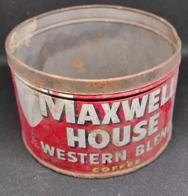 Vintage Maxwell House Coffee 1# One Pound Tin Can No Lid Western Blend  • $4.99