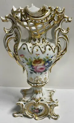 Unusual XL VIEUX PARIS. HP  Porcelain Double Dragon Handle Vases XIX Jacob Petit • $499
