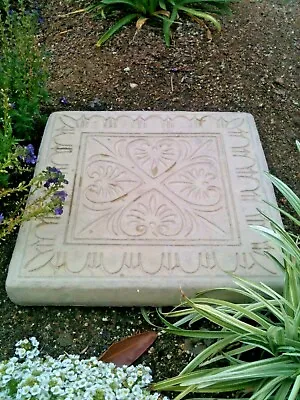 LARGE VINTAGE STEPPING STONE (Set/3) Solid Cement Antique White Garden Lawn Step • $179.99