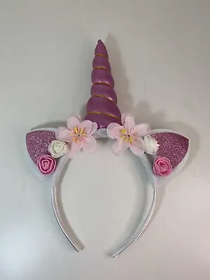 $6.97 • Buy 2 X Girl Unicorn Headband Cat Ear Sequins Hoop Band Horn Party Gifts Pink