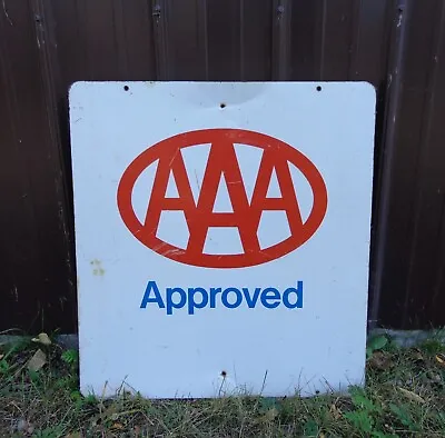 Vintage AAA Approved Metal Sign 26  T X 24  W Double Sided Advertising Sign • $175