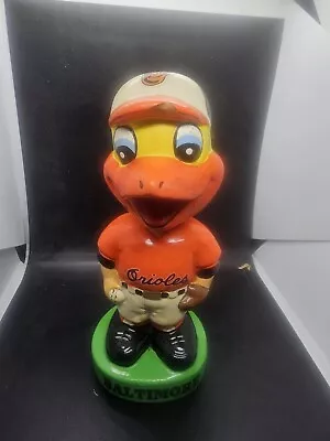 Vintage Baltimore Orioles Ceramic Bobble Head Mascot Bird  Orange Jersey  • $15