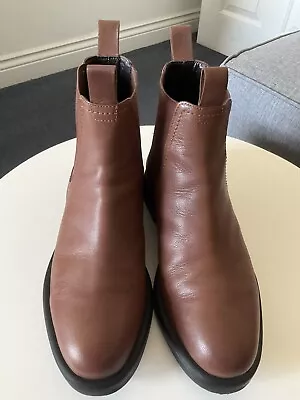 NEXT Tan Leather Chelsea Ankle Boots Size UK 6.5  7  EU 40 • £24.99
