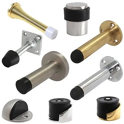 HUGE RANGE QUALITY DOOR STOPPER Stop Buffer Rubber Small Large Long Gold Silver • £6.43