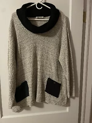 Margaret Winters Slouchy Cowl Neck Grey Heathered Sweater With Pockets Large  • $29.99