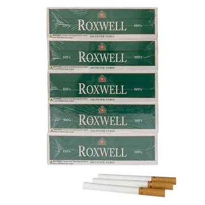 Roxwell Green Menthol Cigarette Tubes 100mm Size Pre-Roll Tubes 5 Pack Of 200 Ct • $22.99