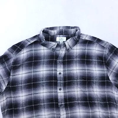 Croft & Barrow Tartan Flannel Button Up Shirt Mens Size XL Black White • $14.99