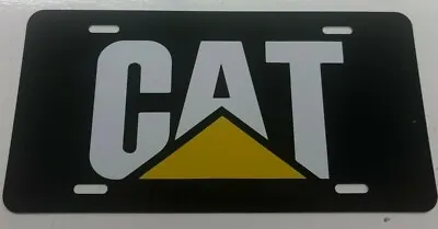 Black License Vanity Plate Tag White Yellow Vinyl CAT Caterpillar Logo Car Truck • $18.99