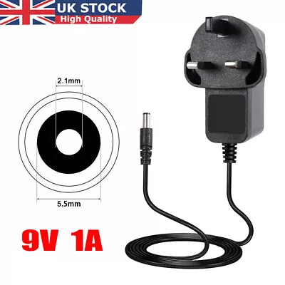 9V Power Supply UK 9v Adaptor 9v Charger 9 Volt Power Supply UK 9V 1A AC/DC PLUG • £5.69