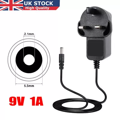 9V Power Supply UK 9v Adaptor 9v Charger 9 Volt UK Power Supply 1A 9V AC/DC PLUG • £5.35