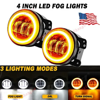 2X 4  Inch LED Fog Lights Front Bumper Driving Lamp For Jeep Wrangler JK JL LJ • $26.99