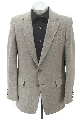 Mens Gray Brown VINTAGE HERRINGBONE TWEED Blazer Jacket Sport Suit Coat 40 L • $59.99