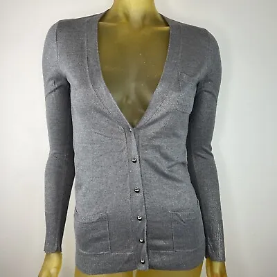 Martin + Osa Women's Sparkly Gray Cardigan Knit Sweater Pockets Long Sleeve XS • $28