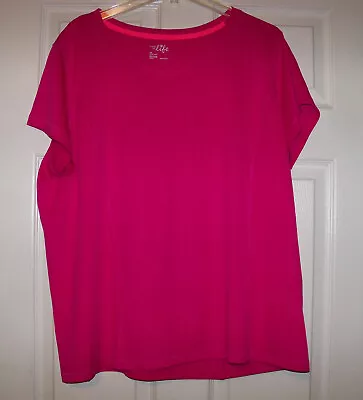 ~MADE FOR LIFE~ Bright Pink Qiuck-Dri V-Neck Short Sleeve Top -  Size 2X • $4.99