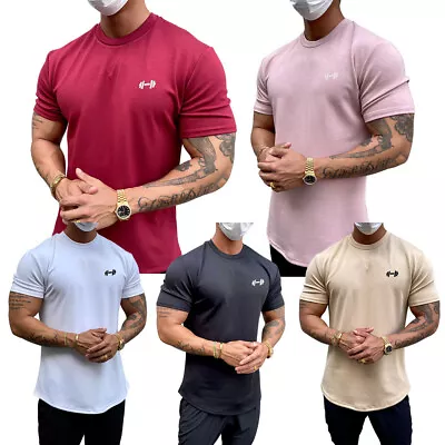 Gym Fit T Shirt Training Top Fitted T-Shirt Tee Muscle Short Sleeve Workout • £14.24